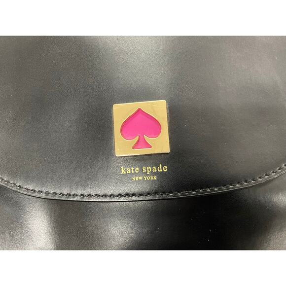 Kate Spade New York Crossbody Saddle Bag Purse Black and Pick Contrast Leather - Picture 3 of 12